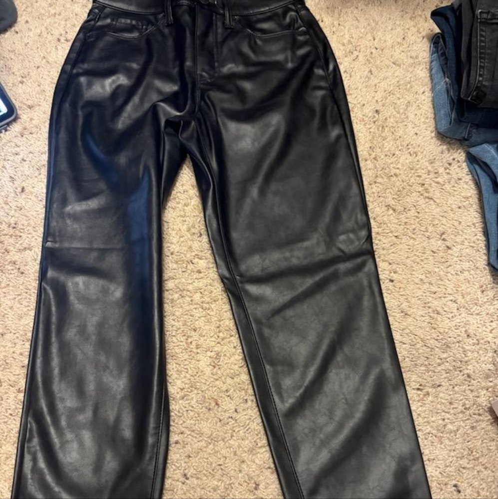 Black faux leather pants
